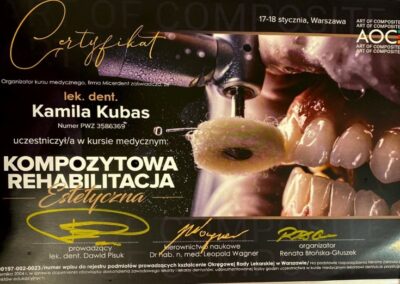 Certyfikat - Dr Kamila Kubas