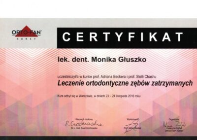 Certyfikat Dr Głuszko