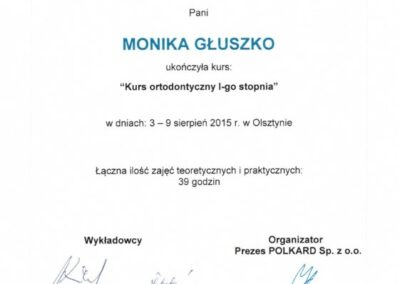 Certyfikat Dr Głuszko