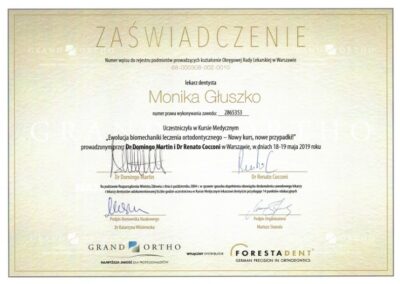 Certyfikat Dr Głuszko