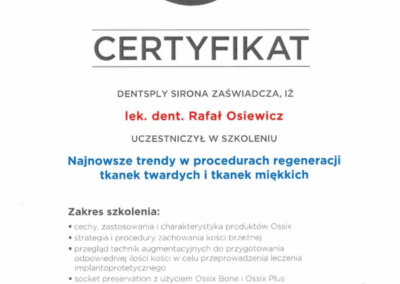 Certyfikat Dr Rafał Osiewicz