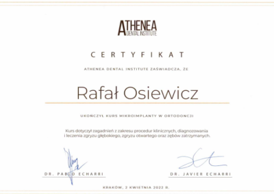 Certyfikat Dr Rafał Osiewicz