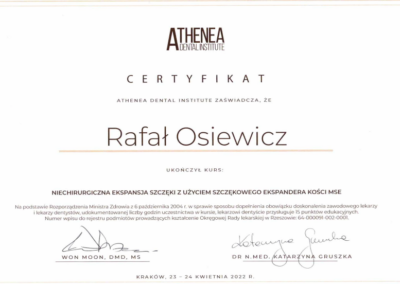 Certyfikat Dr Rafał Osiewicz