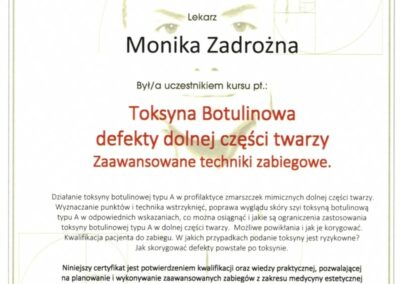 Certyfikat Monika Zadrożna