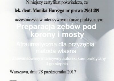 Certyfikat dr Monika Zadrożna