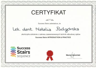 Certyfikat Dr Natalia Podgórska