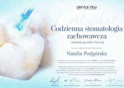 Certyfikat Dr Natalia Podgórska