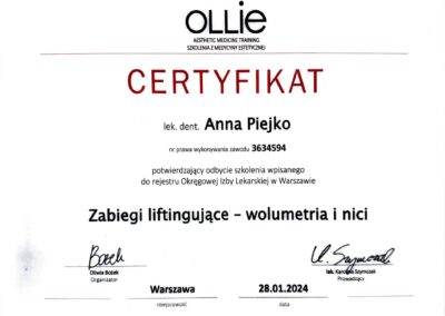 Certyfikat ze Szkolenia w OLLIE.pl