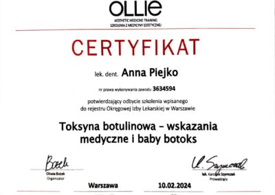 Certyfikat ze Szkolenia w OLLIE.pl