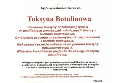 Certyfikat ze szkolenia Dr Piejko